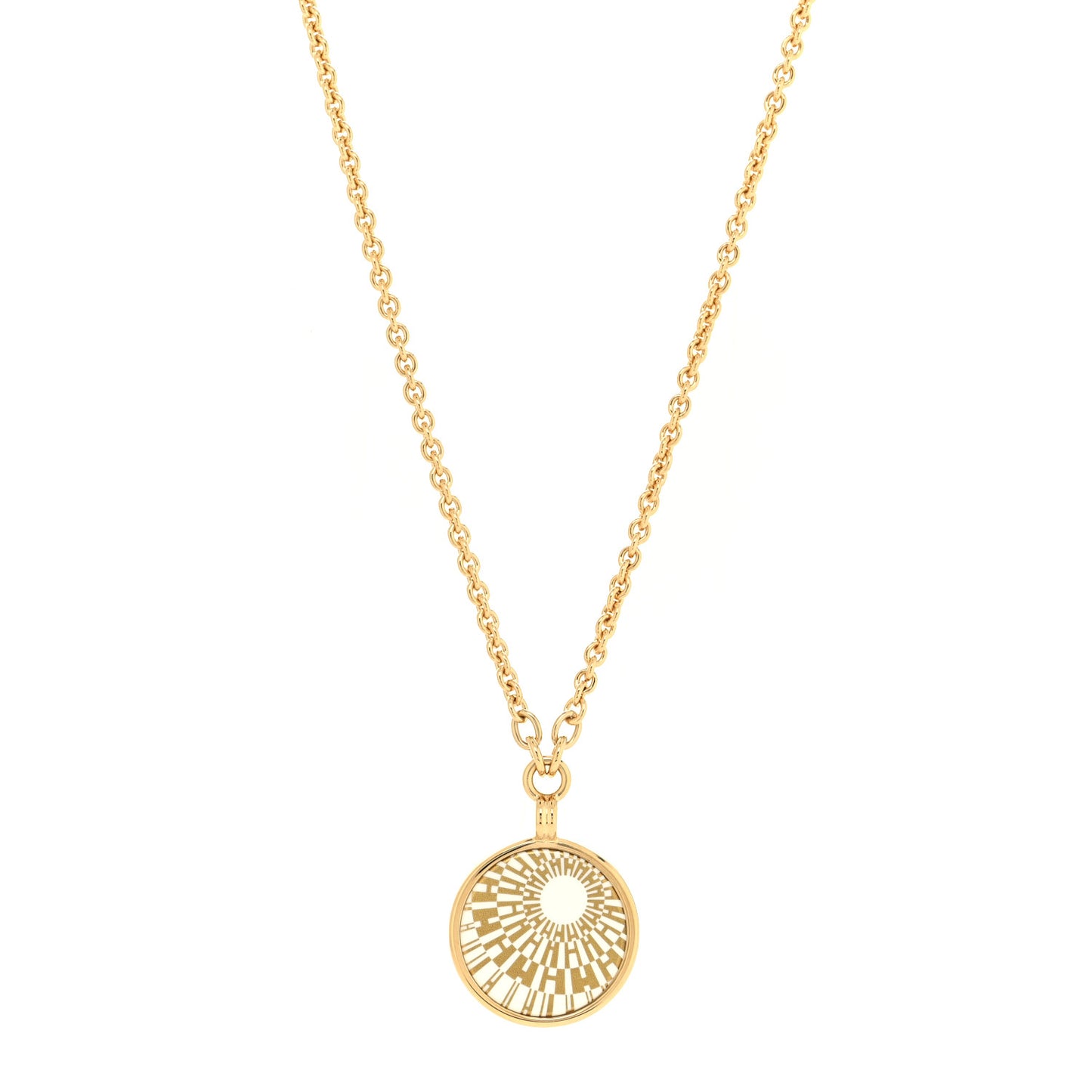 Enamel Medaille OP'H Small Necklace Jaune Or White