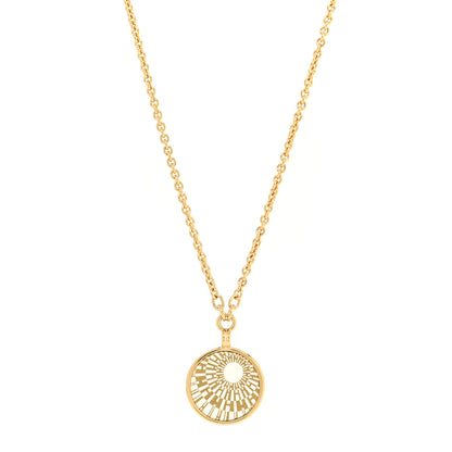 Hermes Enamel Medaille OP'H Small Necklace Jaune Or White 1 of 5