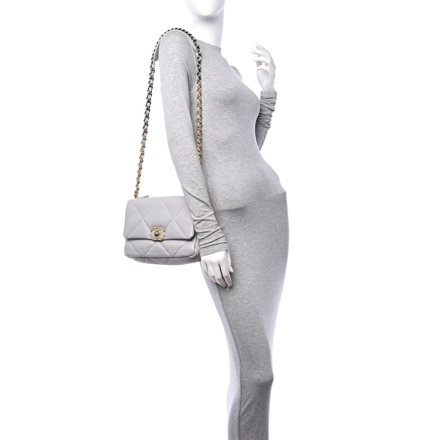 Chanel Lambskin Quilted Medium Chanel 19 Flap Grey 2 of 10