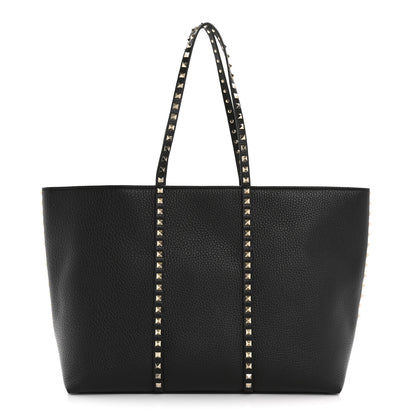 Valentino Garavani Grained Calfskin Rockstud Shopping Bag Black 1 of 10