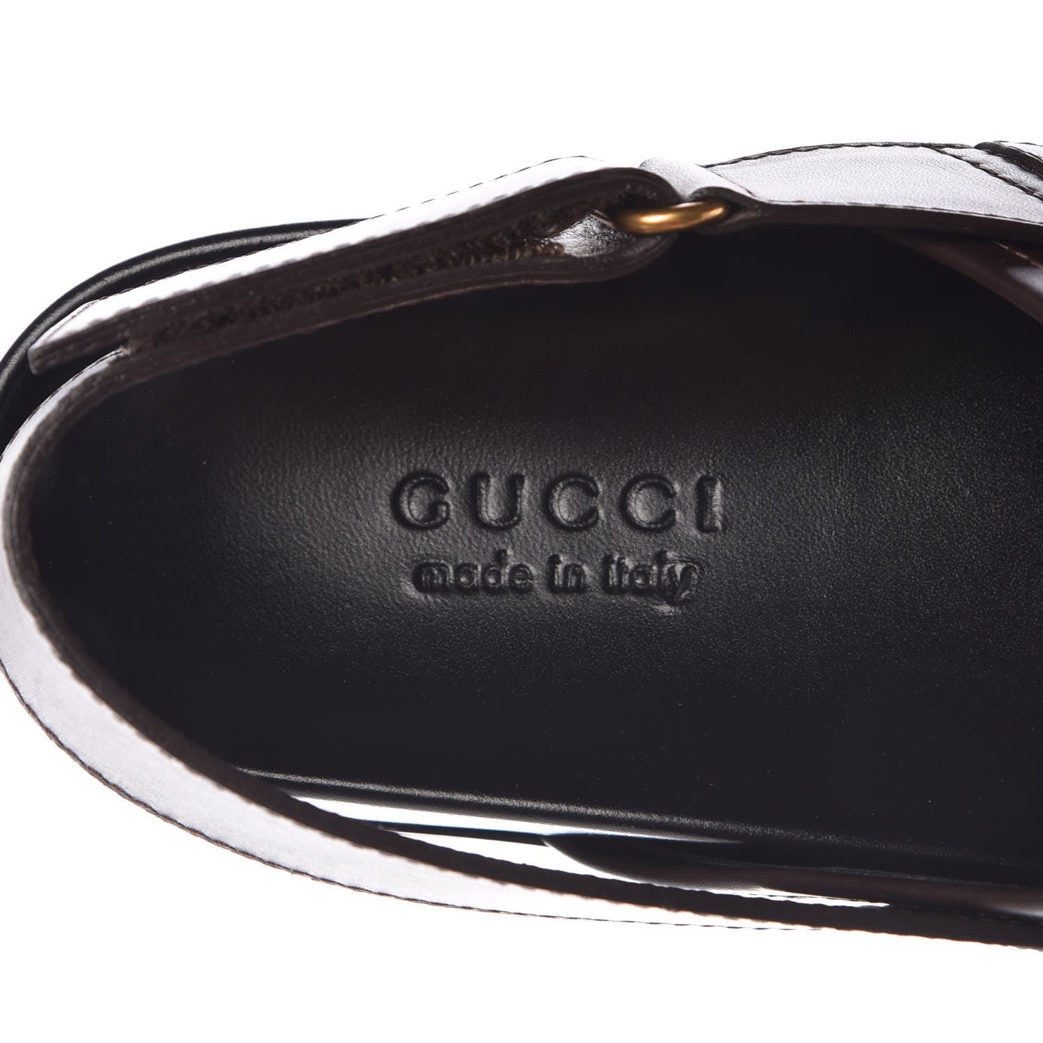 Gucci Calfskin Mens Horsebit River Slingback Slippers 9 Cocoa 6 of 10
