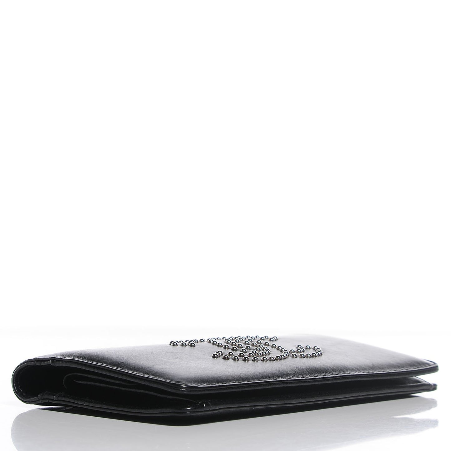 Lambskin Studded CC Yen Wallet Black