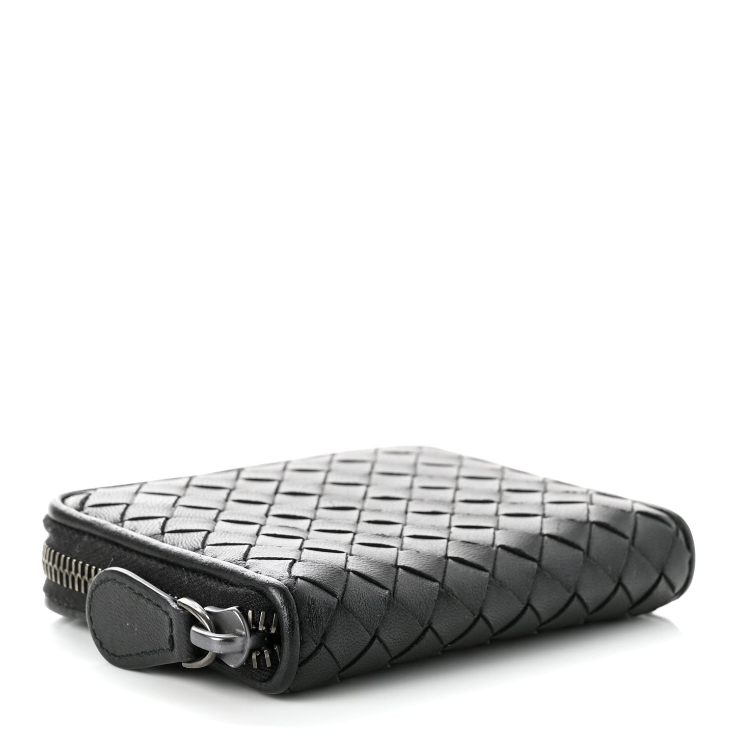 Nappa Intrecciato Zip Around Coin Purse Black