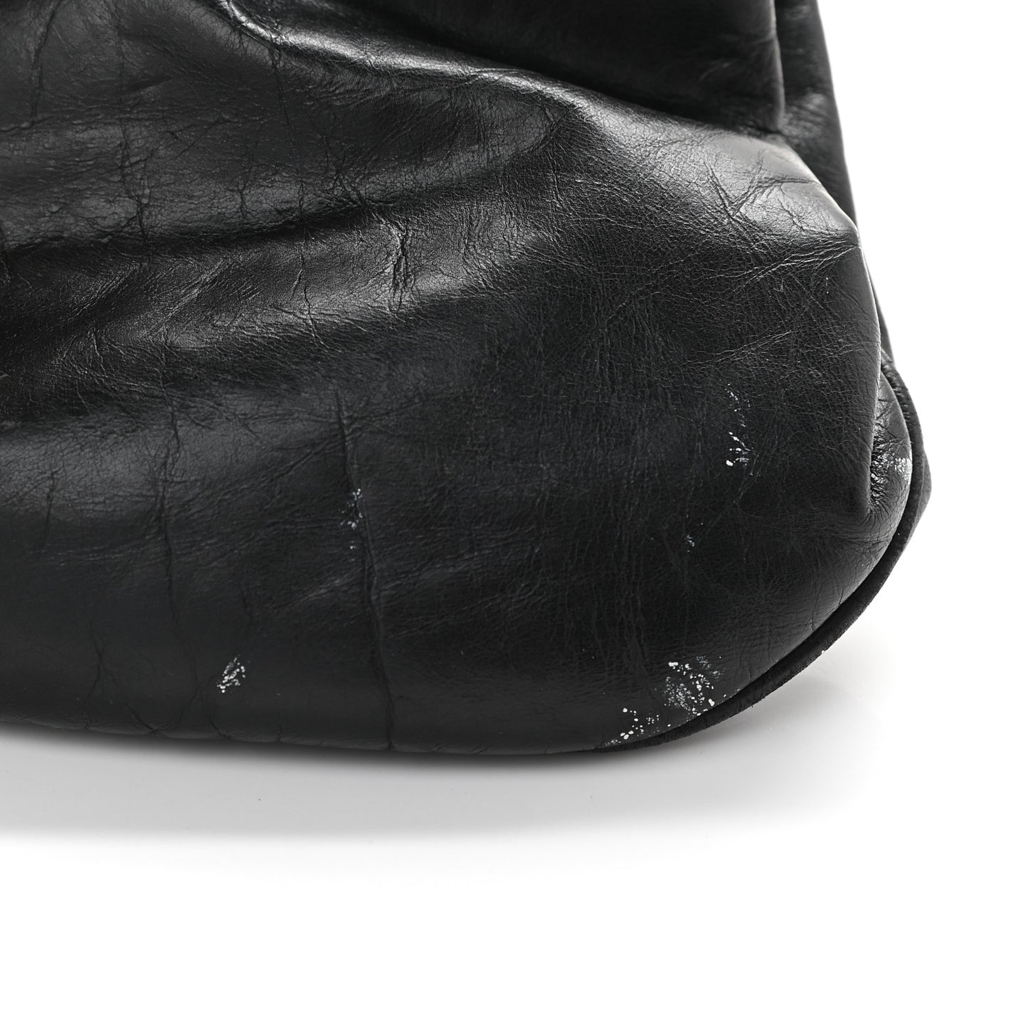 Glazed Calfskin Kisslock Frame Bag Black