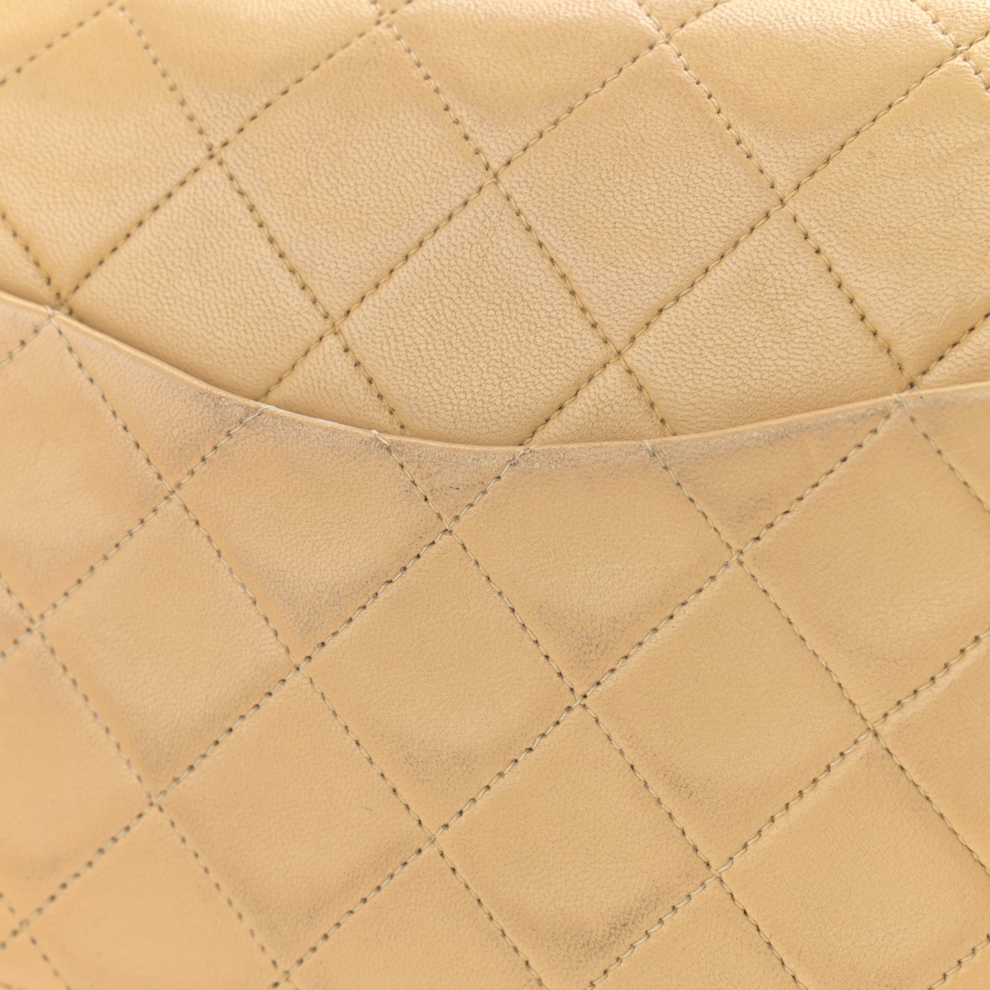Lambskin Quilted Medium Double Flap Beige
