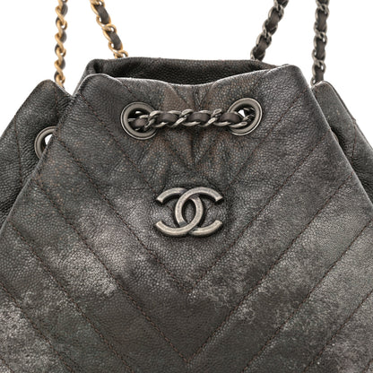 Chanel Metallic Grained Goatskin Gabrielle Backpack Dark Silver Gold 8 of 10