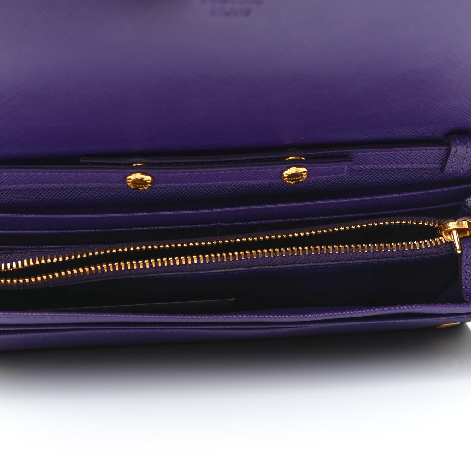 Prada Saffiano Metal Oro Chain Wallet Viola 4 of 4