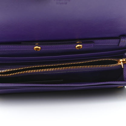 Prada Saffiano Metal Oro Chain Wallet Viola 4 of 4