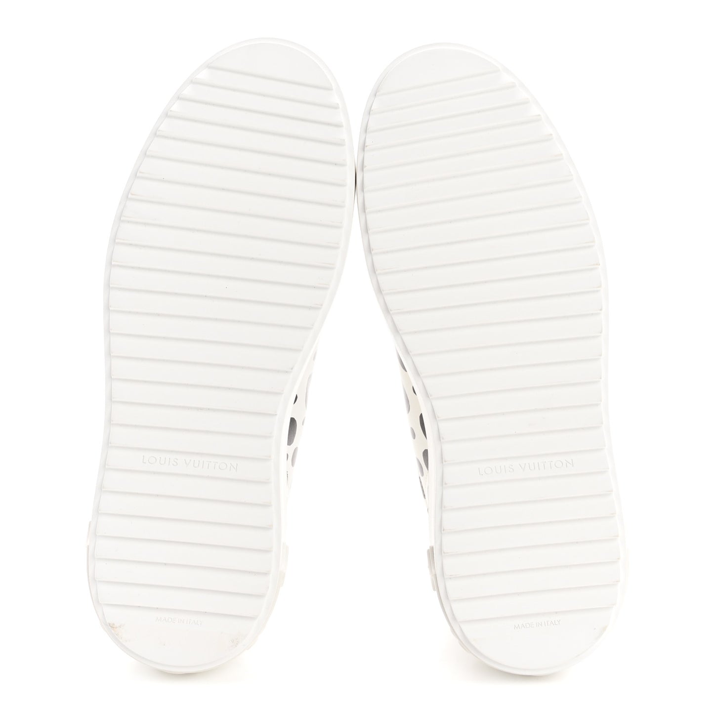 LV X YK Calfskin Printed Infinity Dots Time Out Sneakers 38 White