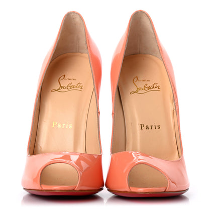 Christian Louboutin Patent 120 Peep Toe Pumps 38.5 Flamingo 2 of 7