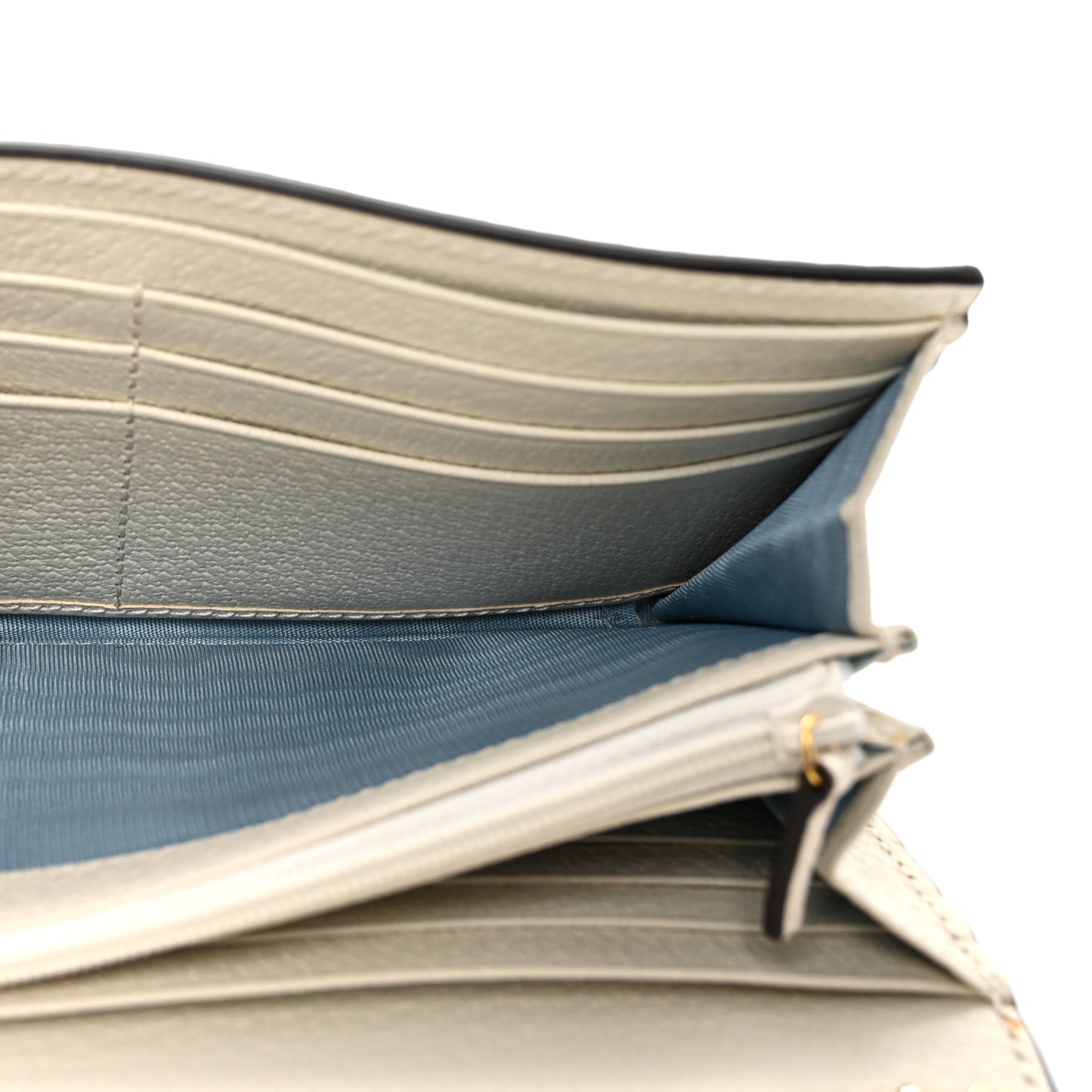 Grained Calfskin Bee Star Continental Chain Wallet White