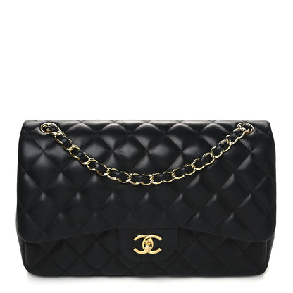 Chanel Lambskin Quilted Jumbo Double Flap Black 1 of 12