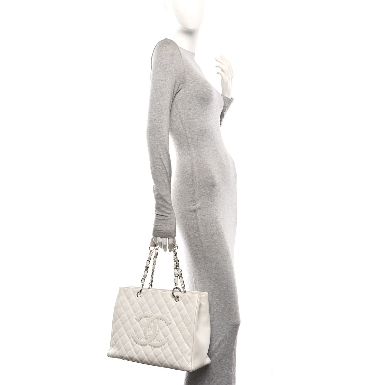 Chanel Caviar Quilted Grand Shopping Tote GST White 2 of 11