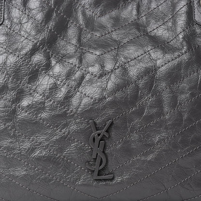 Saint Laurent Crinkled Calfskin Matelasse Monogram Medium Niki Shopper Tote Smog 10 of 10