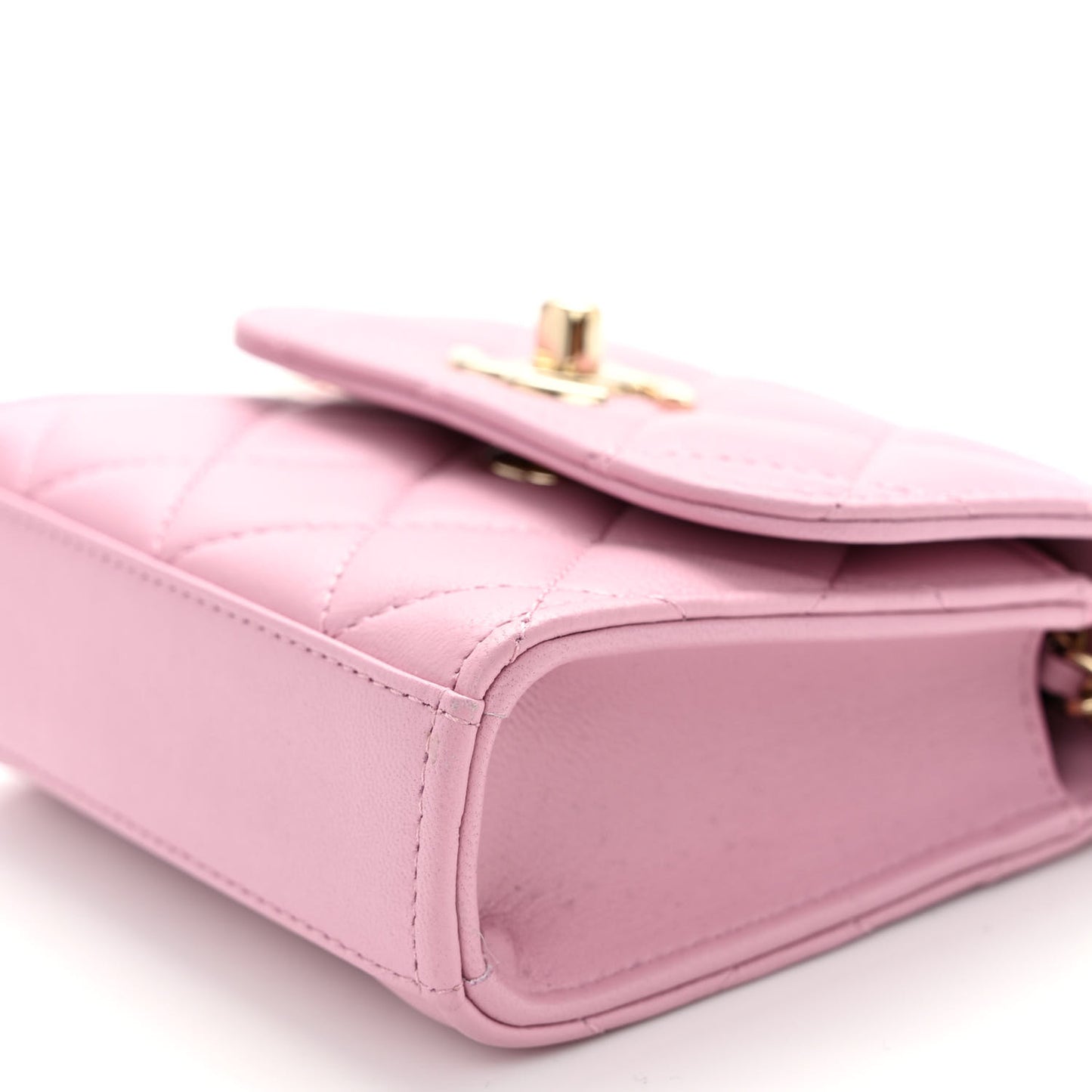 Lambskin Quilted Mini Trendy CC Clutch With Chain Light Pink