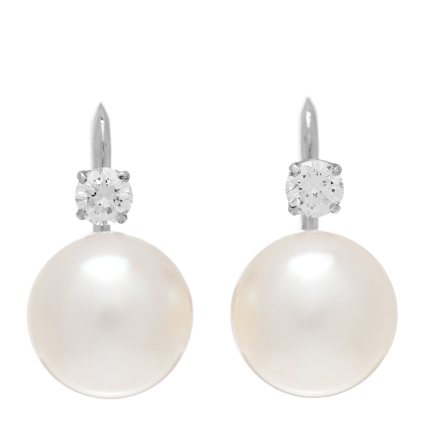 14K White Gold Diamond Akoya Pearl 9mm Screw-Back Earrings