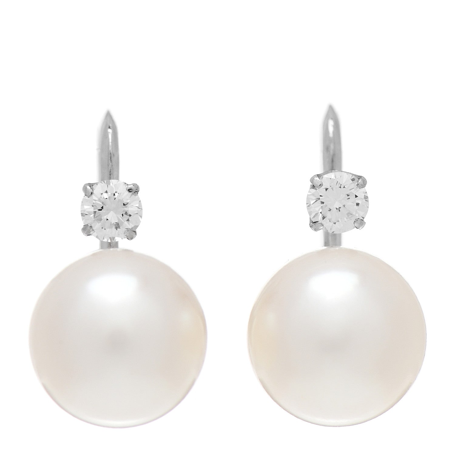 Mikimoto 14K White Gold Diamond Akoya Pearl 9mm Screw-Back Earrings 1 of 4
