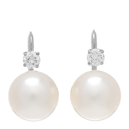 Mikimoto 14K White Gold Diamond Akoya Pearl 9mm Screw-Back Earrings 1 of 4