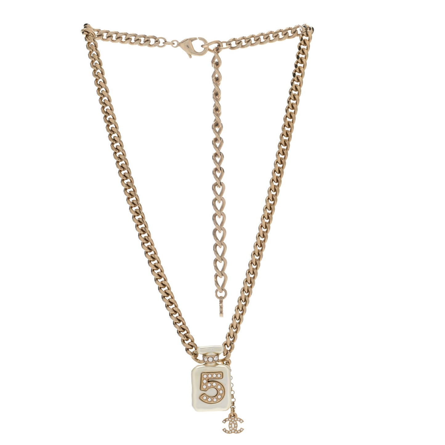 Resin Crystal CC No 5 Perfume Bottle Necklace