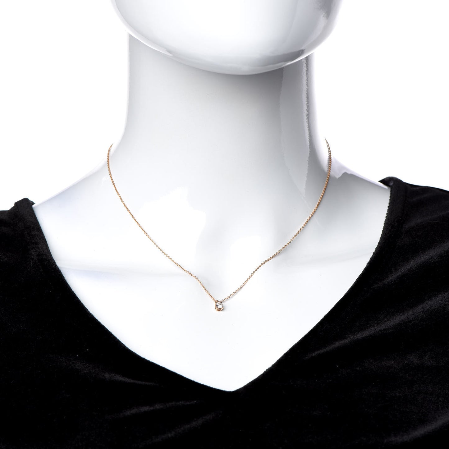 18K Rose Gold Diamond .18ct Solitaire Pendant Necklace