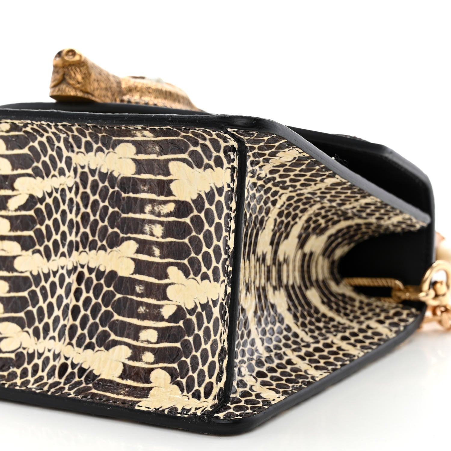 Gucci Snakeskin Pearl Mini Fox Broche Bamboo Top Handle Bag Roccia Hibiscus Red Mystic White 10 of 12