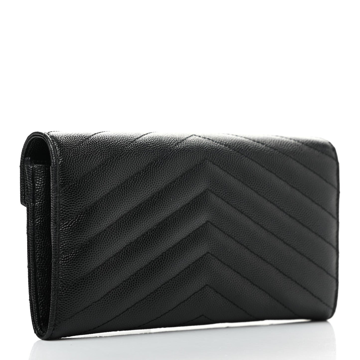 Grain De Poudre Matelasse Chevron Monogram Flap Wallet Black