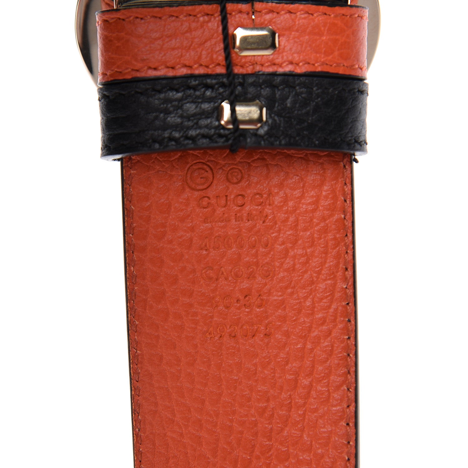 Gucci Calfskin 1973 Reversible Belt 90 36 Orange Black 6 of 9