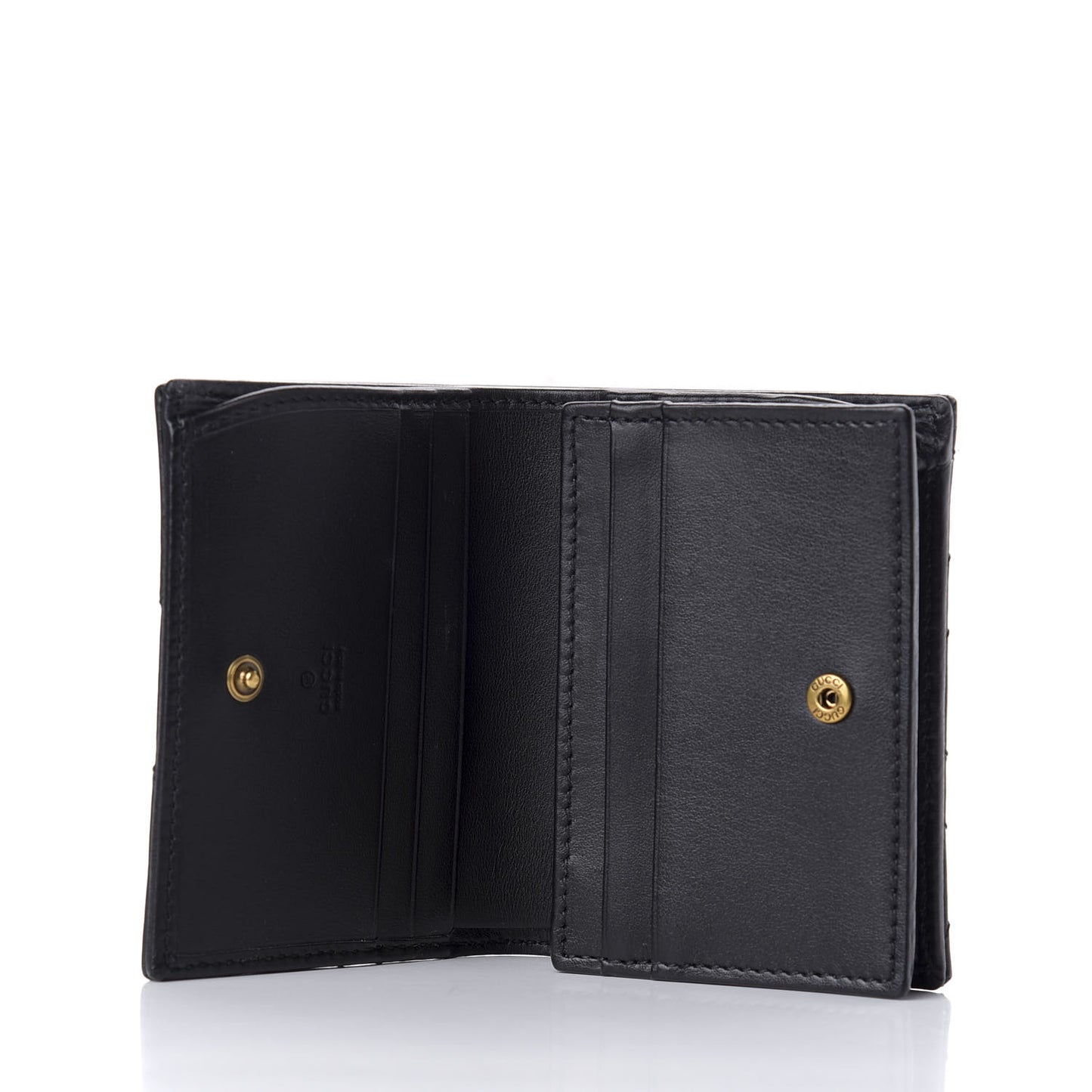 Calfskin Matelasse GG Marmont Card Case Wallet Black