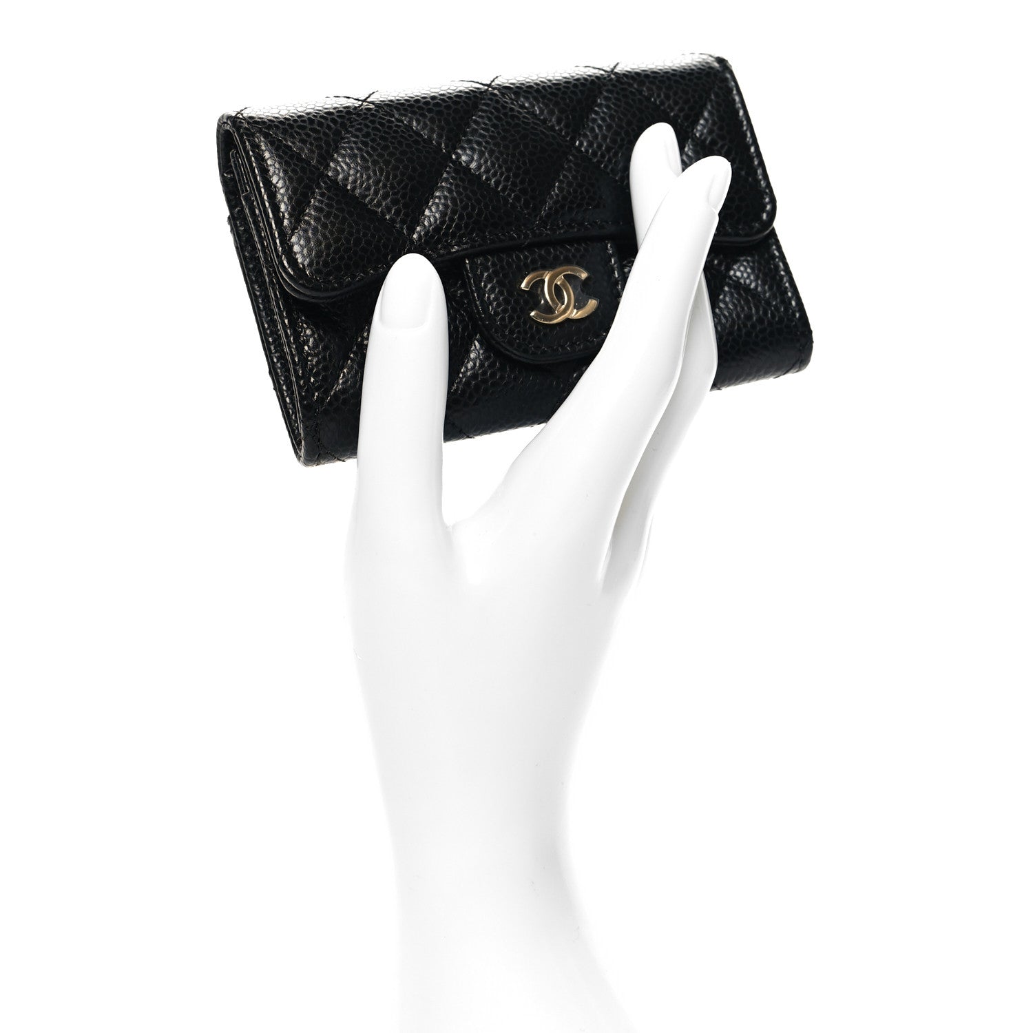 Chanel Caviar Quilted Flap Card Holder Wallet Black 2 of 10