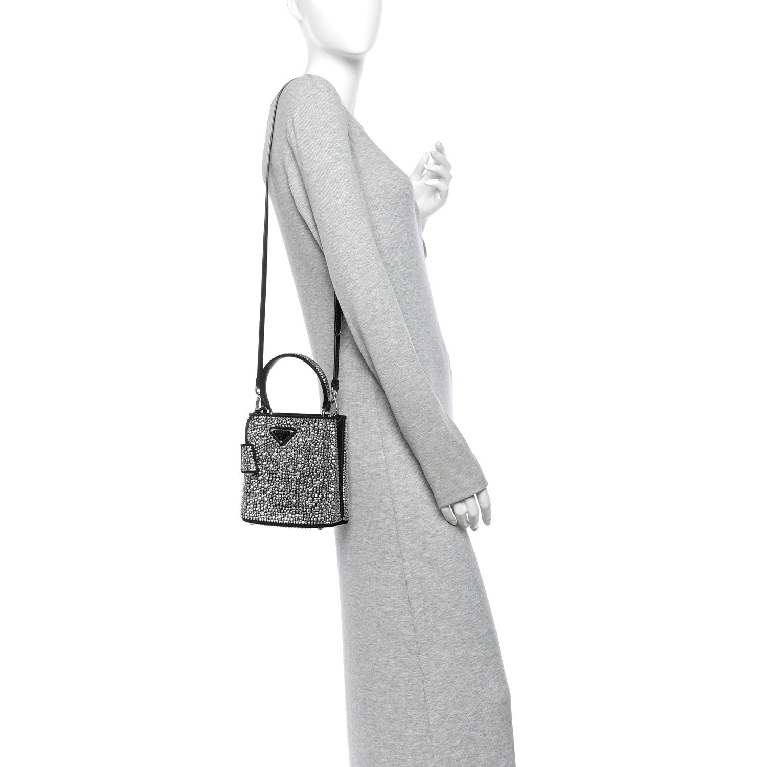 Prada Satin Crystal Small Panier Bucket Bag Metal 2 of 11