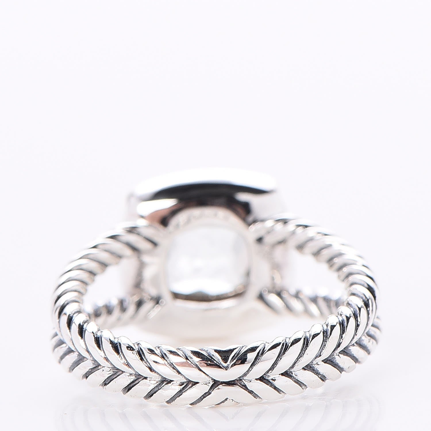 David Yurman Sterling Silver Diamond Prasiolite 7mm Petite Albion Ring 51 5.75 4 of 5