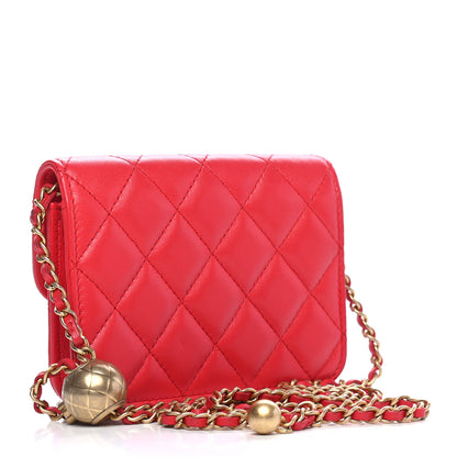 Chanel Lambskin Quilted Pearl Crush Clutch With Chain Red 2 of 10