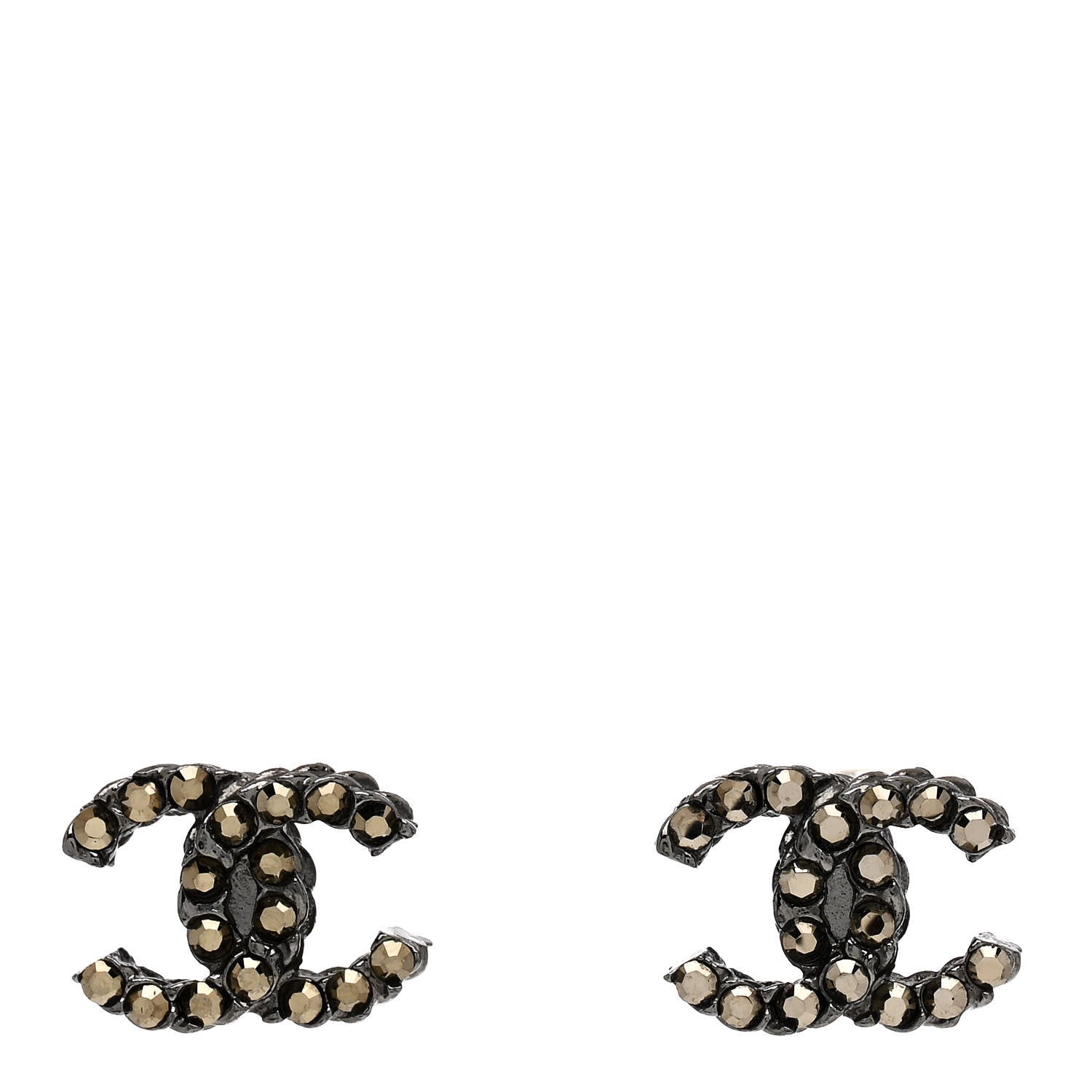 Chanel Crystal CC Earrings Ruthenium 1 of 5