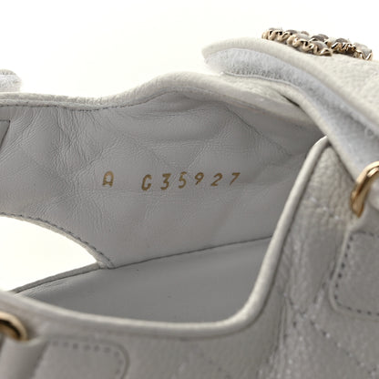 Chanel Grained Calfskin Quilted Velcro Dad Sandals 39.5 White 8 of 9