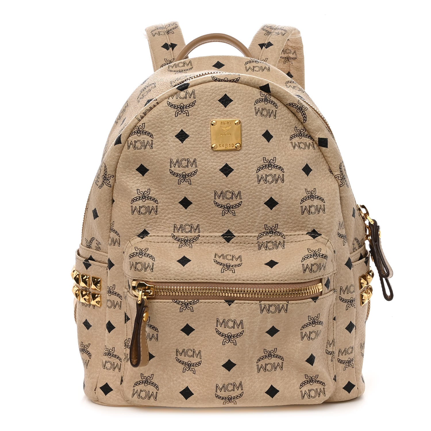 MCM Visetos Small Side Stud Stark Backpack Beige 1 of 10