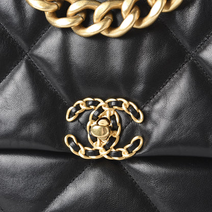 Chanel Goatskin Quilted Large 19 Flap Black 10 of 10