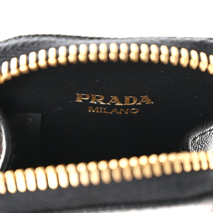 Prada Saffiano Triangle Zip Around Mini Pouch Black 6 of 7