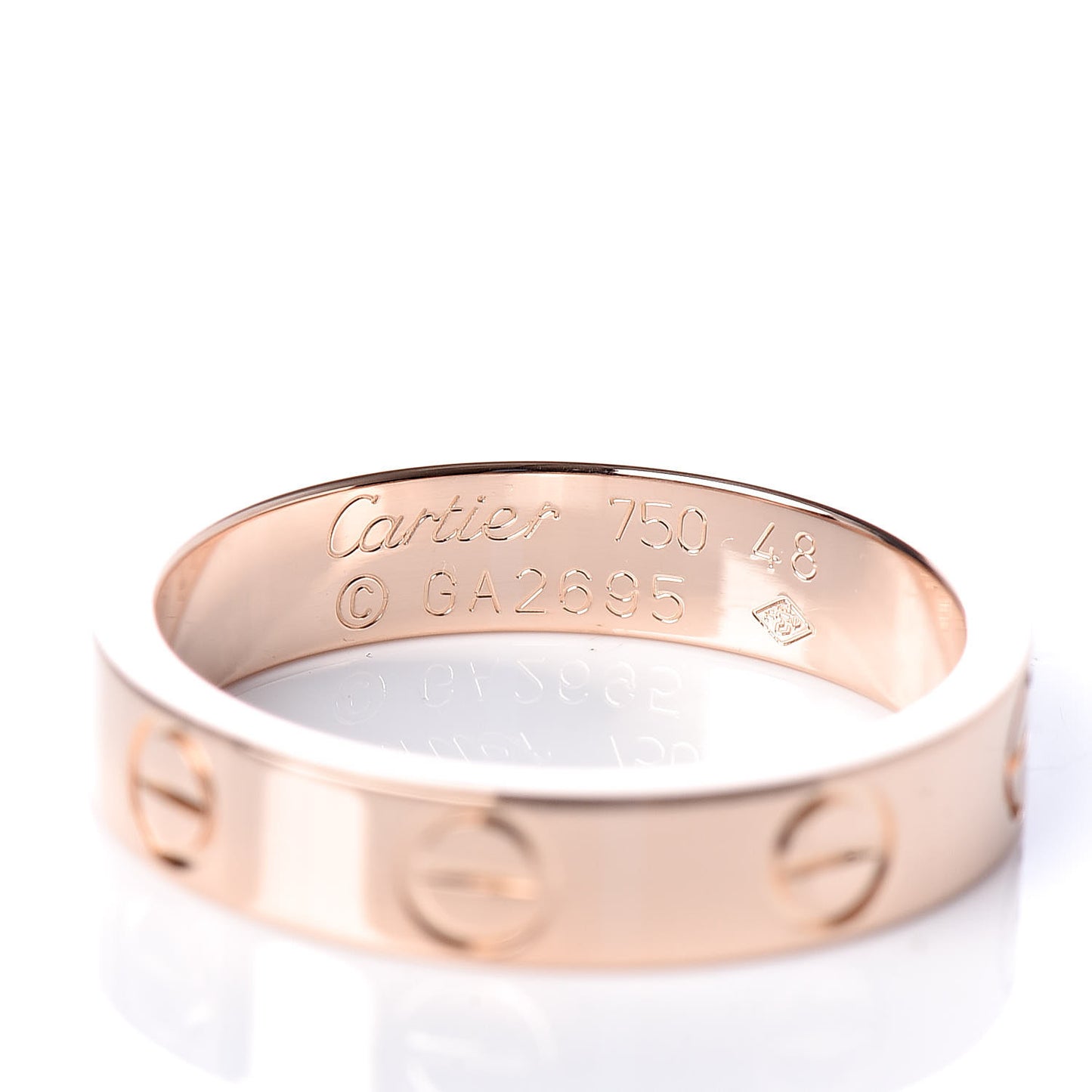18K Pink Gold 3.5mm LOVE Wedding Band Ring 48 4.5