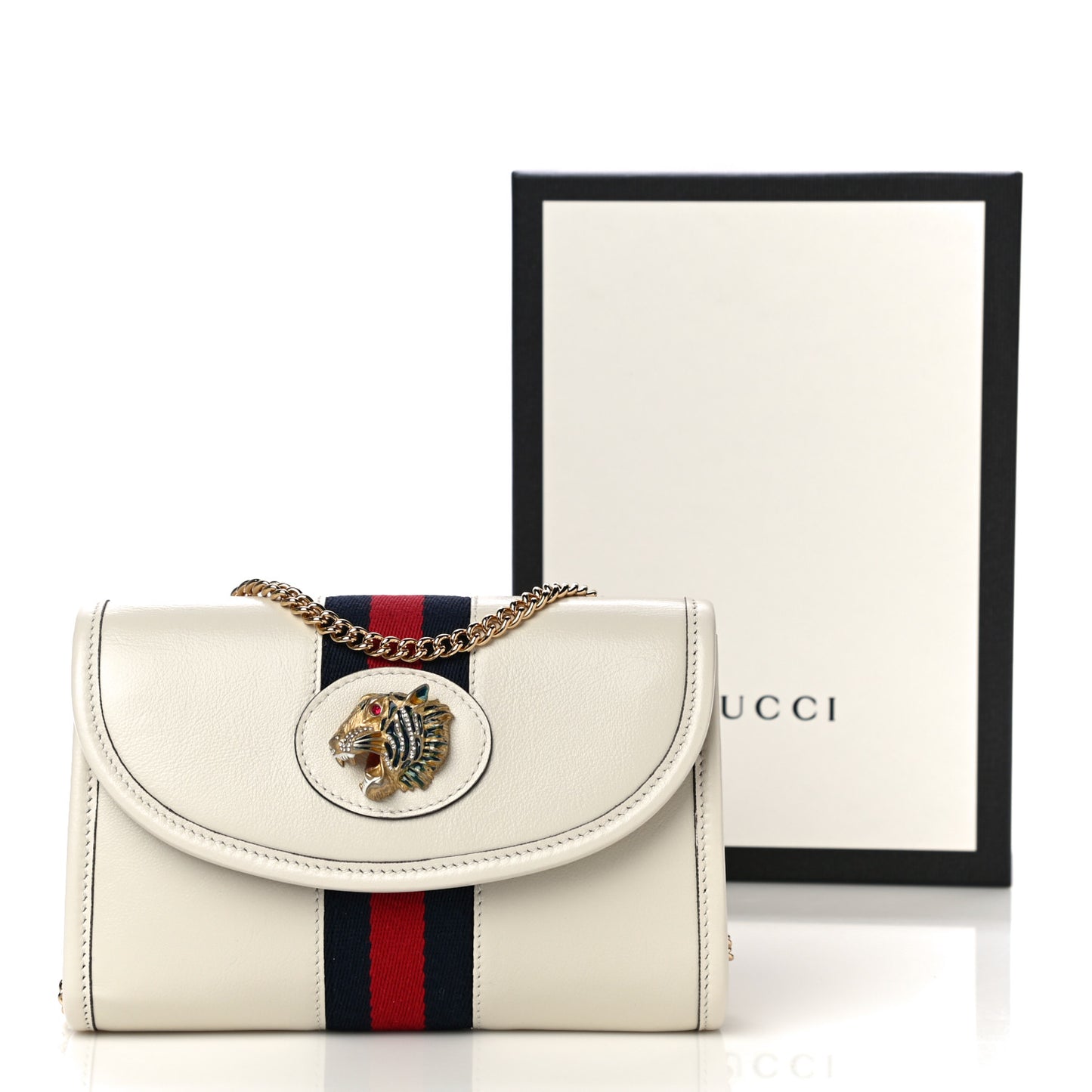 Textured Calfskin Web Mini Rajah Slim Flap Shoulder Bag Mystic White