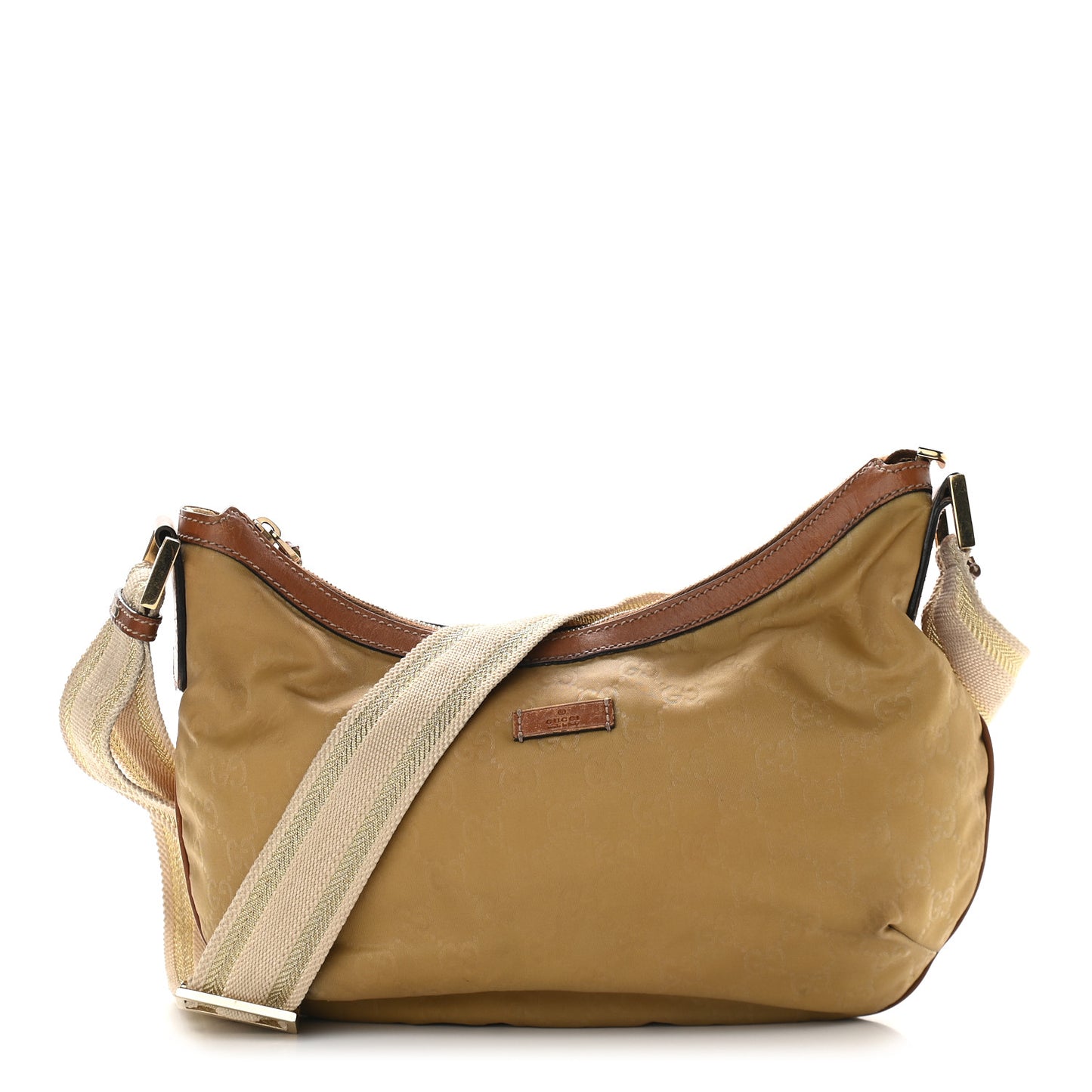 Nylon Monogram Web Medium Half Moon Hobo Beige