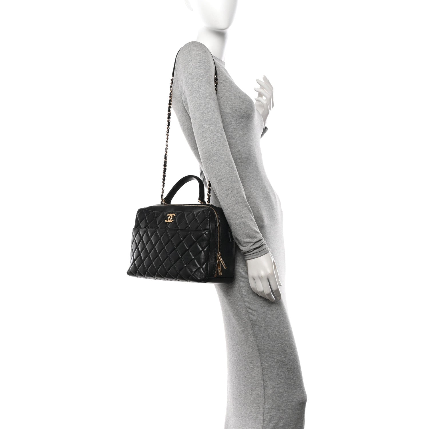 Chanel Lambskin Quilted Large Trendy CC Bowling Bag Black 2 of 13