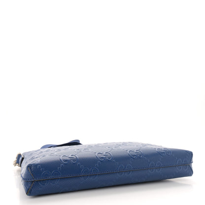 Gucci Calfskin GG Tennis Embossed Medium Wristlet Messenger Bag Intense Metal Blue 4 of 12