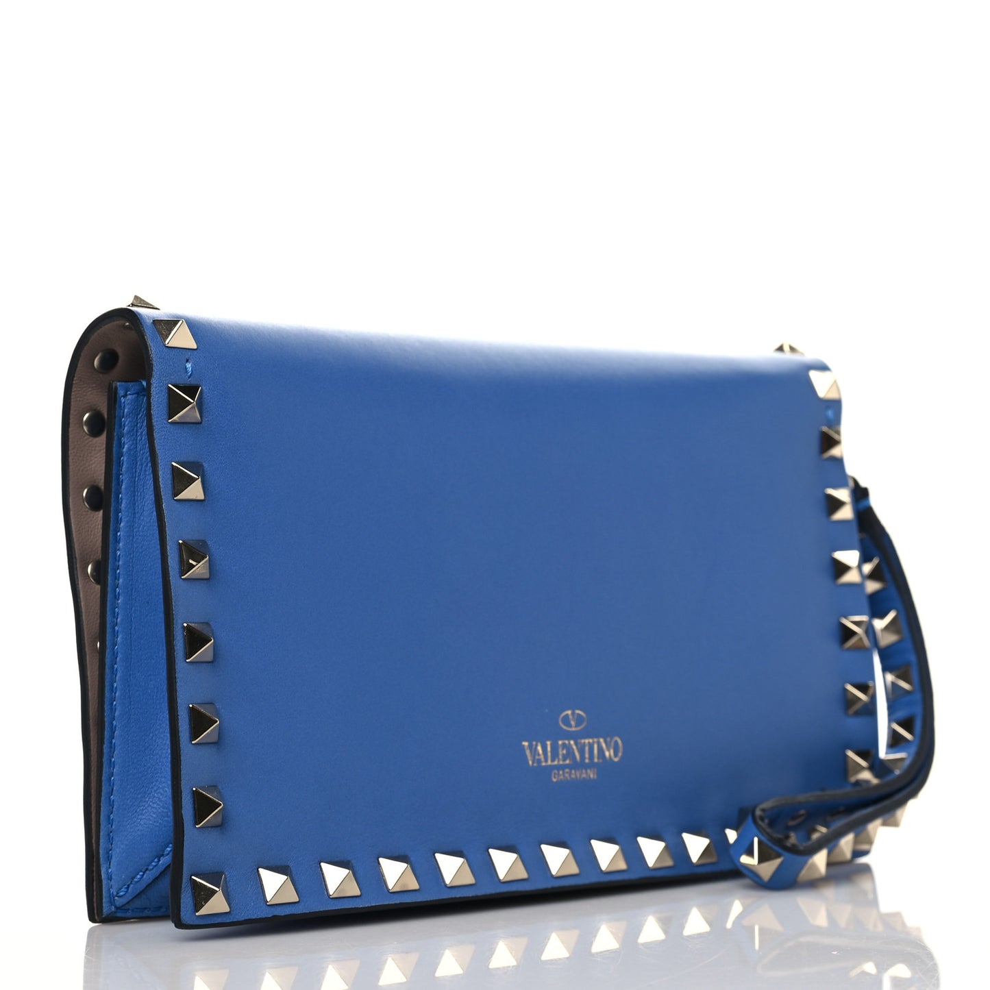 Nappa Small Rockstud Wristlet Clutch Light Sapphire