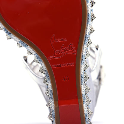 Christian Louboutin Mini Glitter Pira Ryad 110 Wedge Sandals 40 Silver 8 of 9