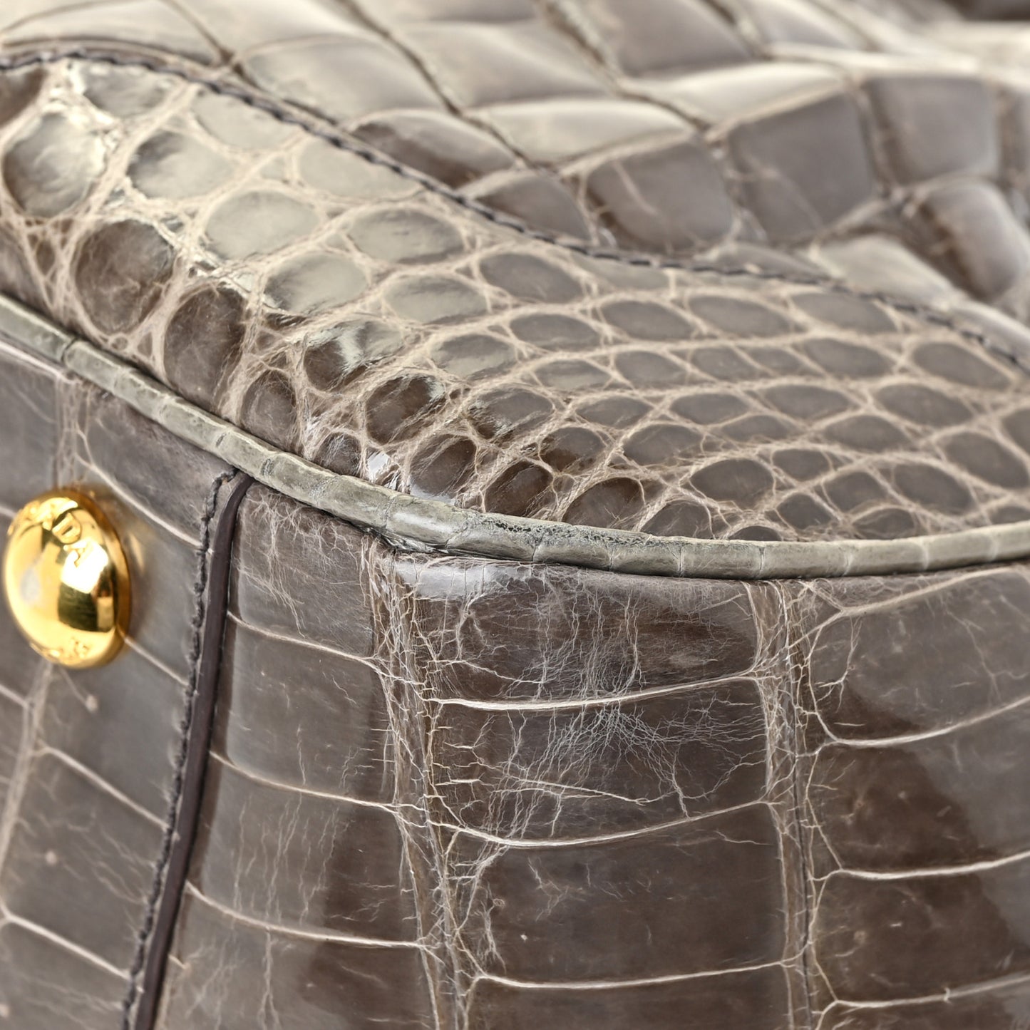 Crocodile Frame Shoulder Bag Grigio