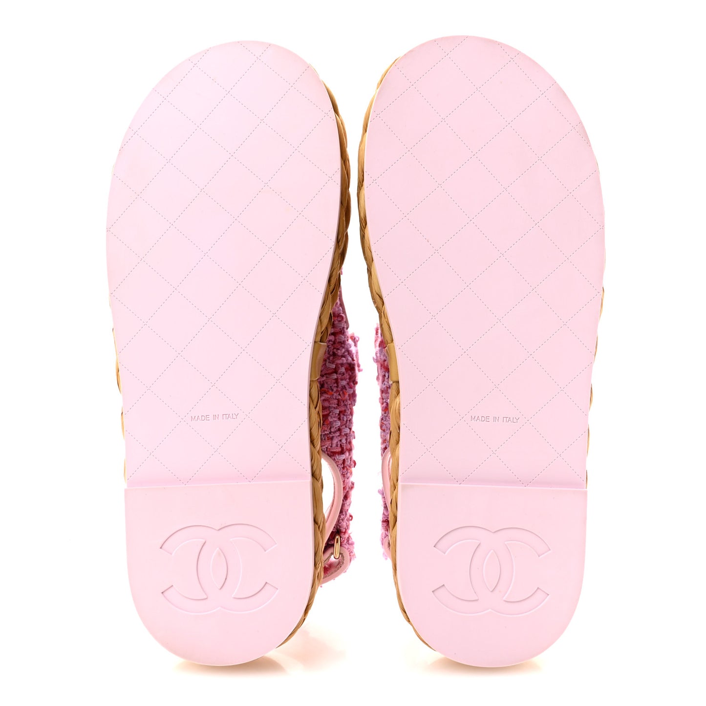 Tweed Patent Calfskin Velcro Dad Sandals 38.5 Light Purple Pink Red