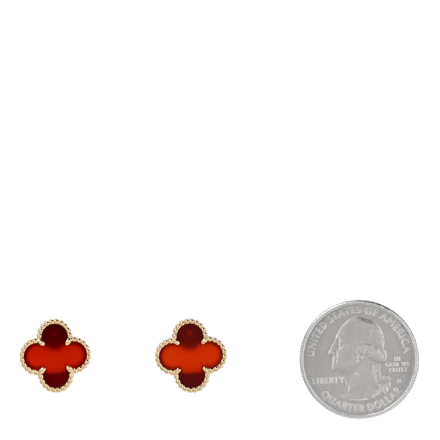 18K Yellow Gold Carnelian Vintage Alhambra Earrings