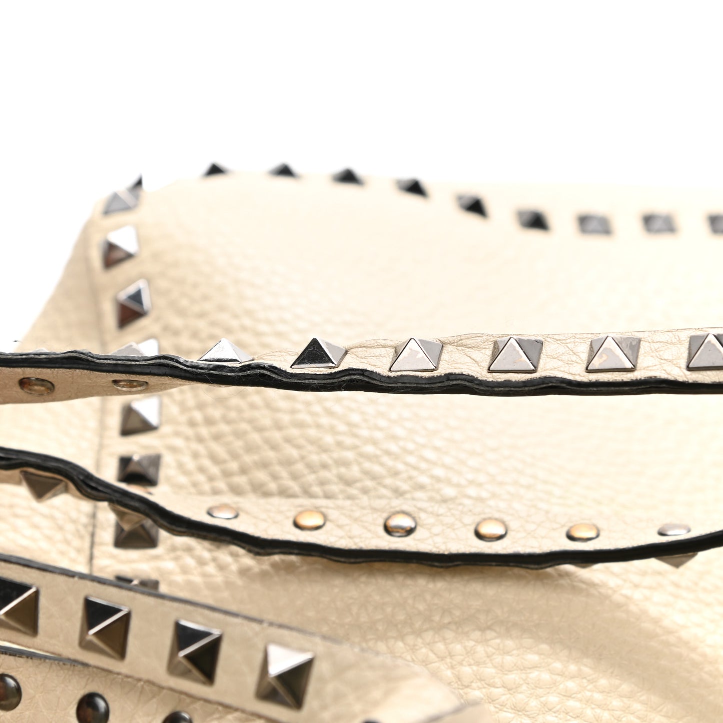 Alce Printed Calfskin Medium Rockstud Tote Light Ivory