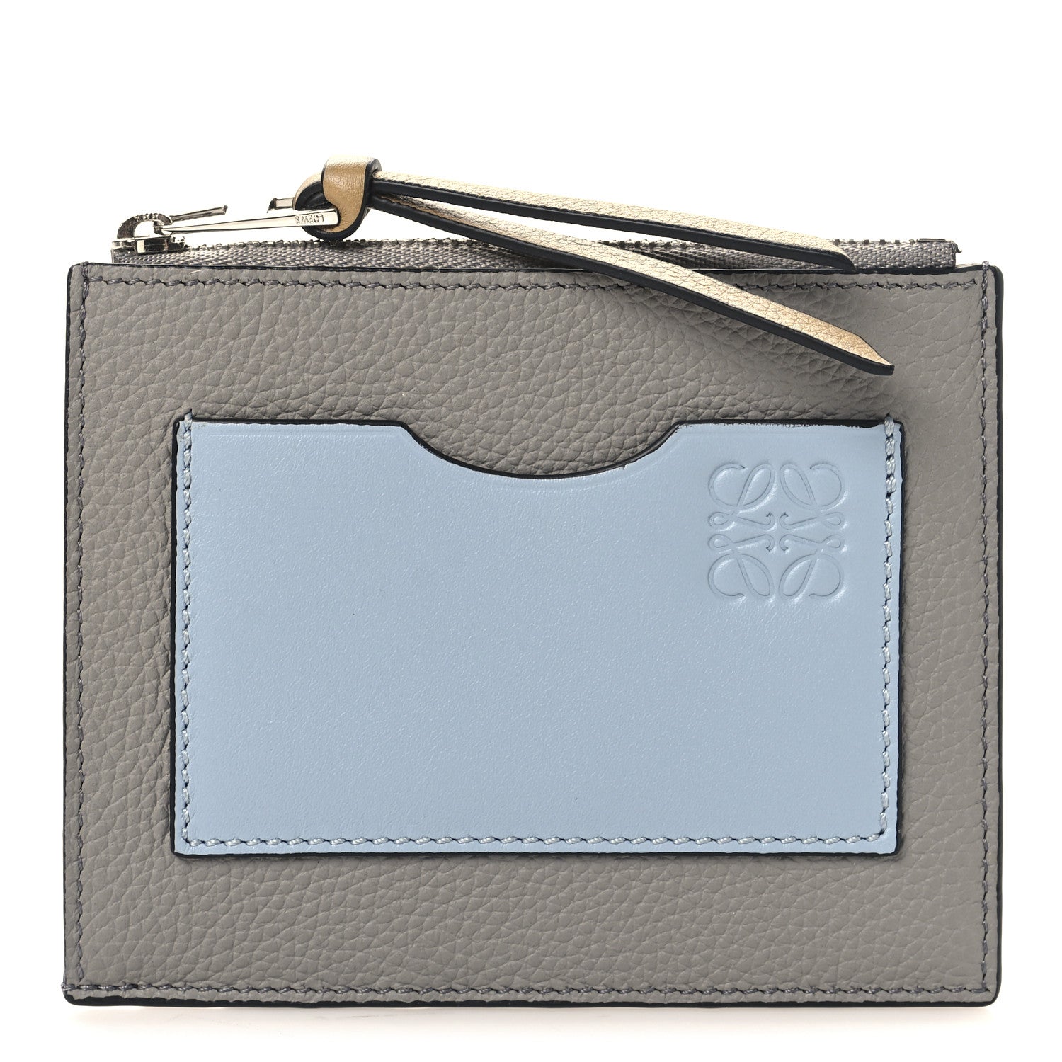 Loewe Soft Grained Calfskin Large Square Coin Cardholder Stone Blue Pearl Grey 1 of 8