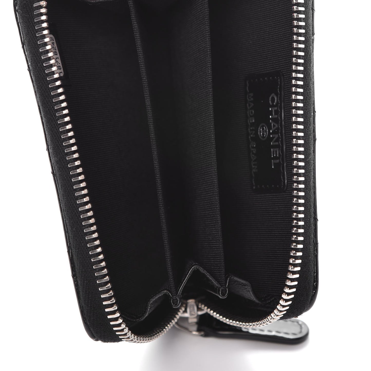 Patent Calfskin Quilted Zip Coin Purse Black